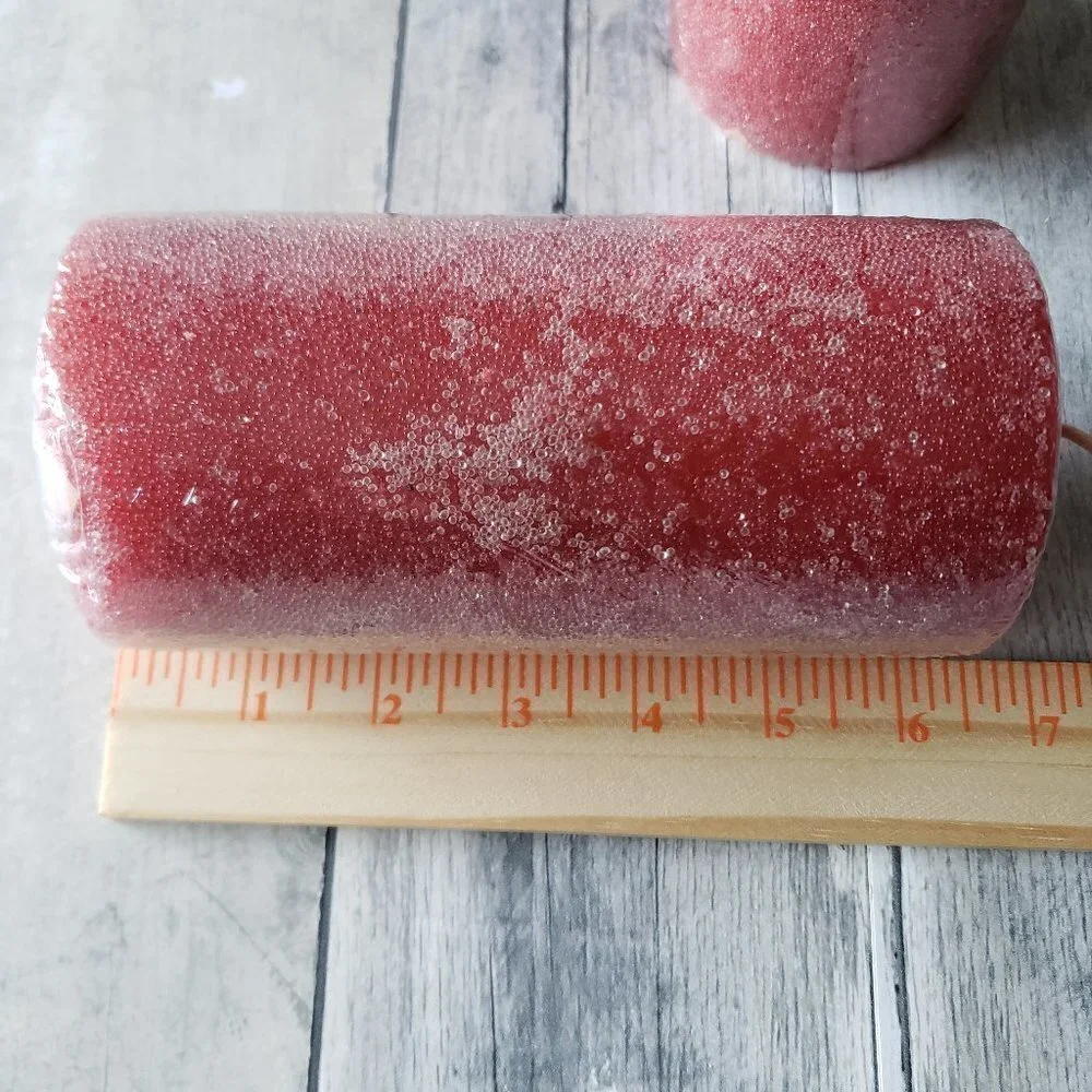 NWT -  (Set of 2) Red Pillar Wax Burning Candles - with Clear Sparkle